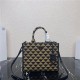 Prada Small Symbole embroidered fabric handbag 1BA354 Black/Beige High