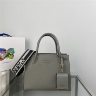 Prada Monochrome Bag 1BA156 In Grey Saffiano Leather High