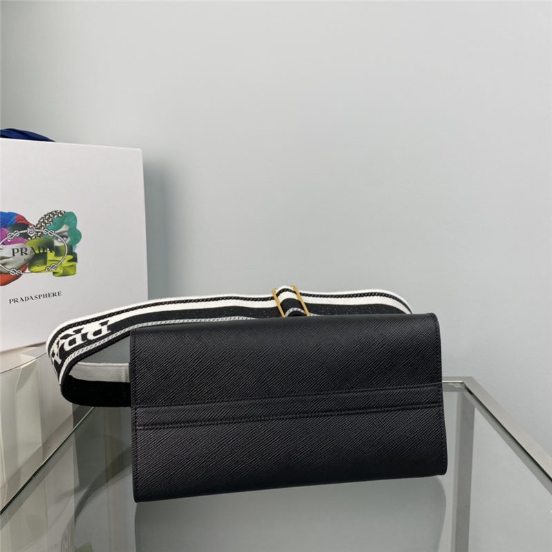 Prada Monochrome Bag 1BA156 In Black Saffiano Leather High