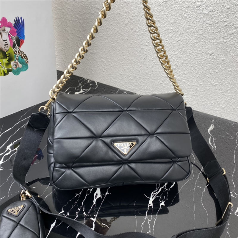 Prada System 28cm nappa leather patchwork bag Black High