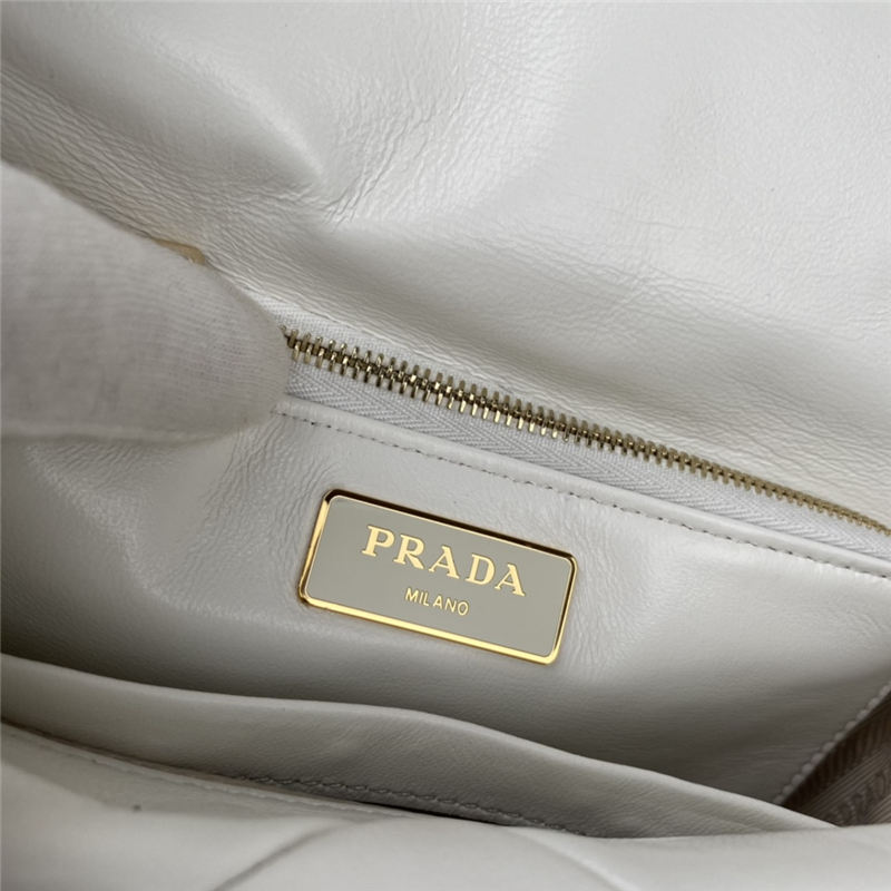 Prada System 28cm nappa leather patchwork bag White High