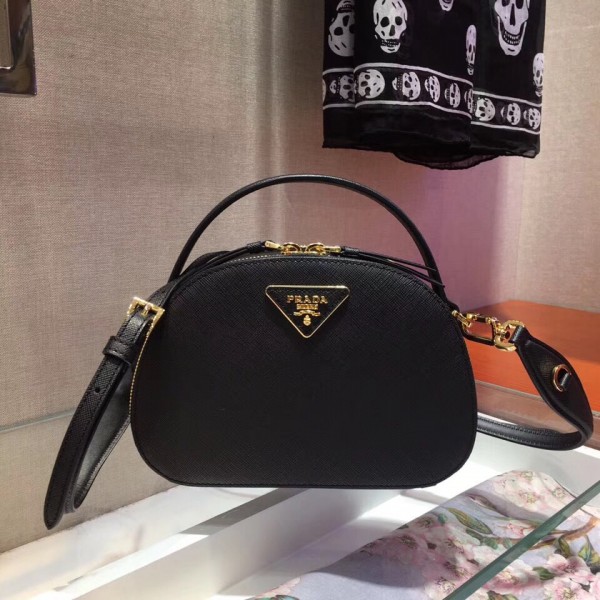 Prada Odette Black Saffiano Leather Bag High