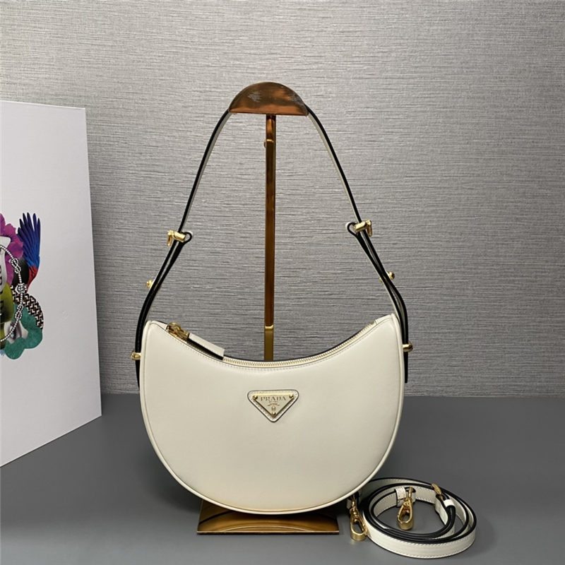 Prada Arqué leather shoulder bag 1BC194 White High