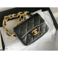 MINI FLAP BAG AS3213 Lambskin & Gold-Tone Metal Black A