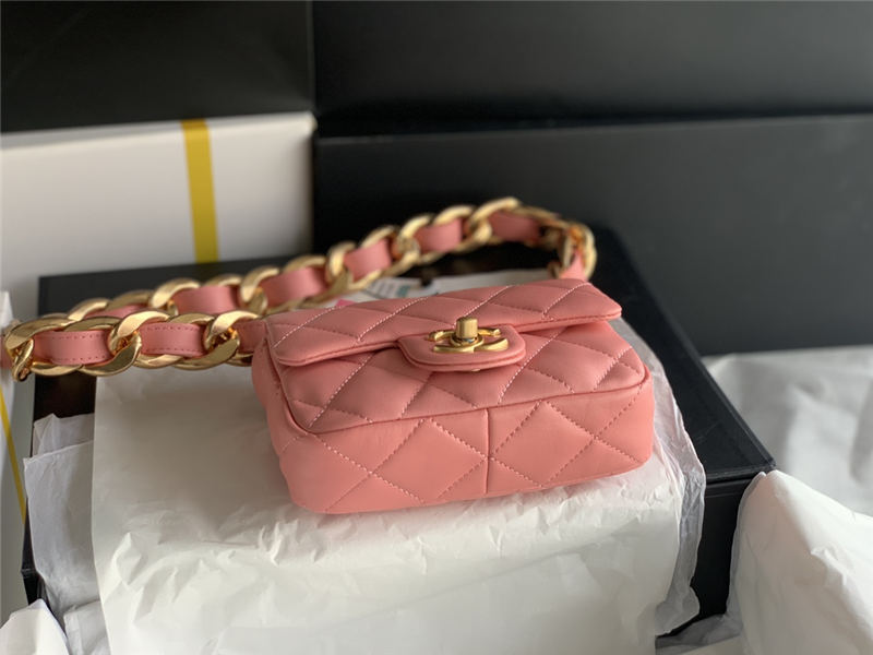 MINI FLAP BAG AS3213 Lambskin & Gold-Tone Metal Pink A