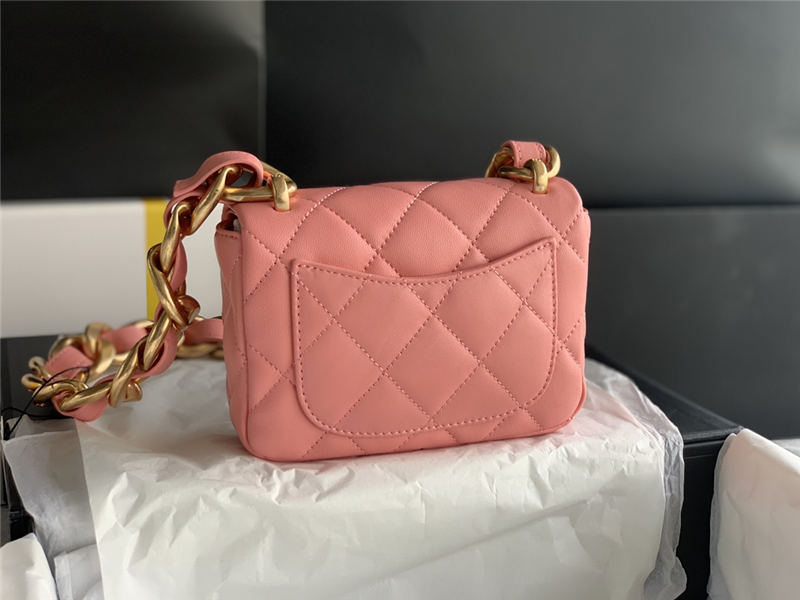 MINI FLAP BAG AS3213 Lambskin & Gold-Tone Metal Pink A