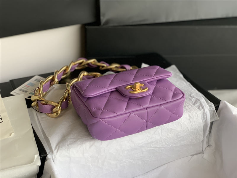 MINI FLAP BAG AS3213 Lambskin & Gold-Tone Metal Purple A