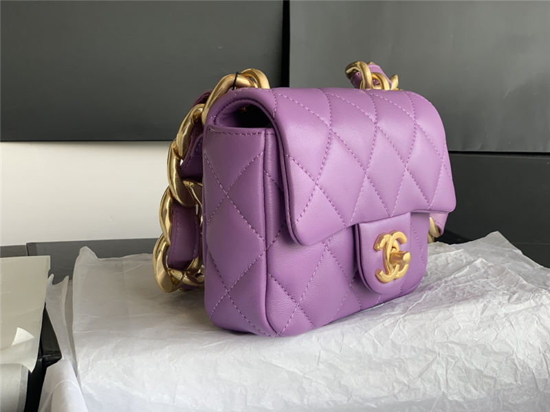 MINI FLAP BAG AS3213 Lambskin & Gold-Tone Metal Purple A