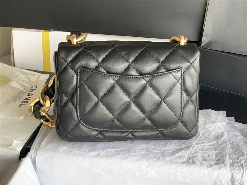 SMALL FLAP BAG AS3214 Lambskin & Gold-Tone Metal Black A