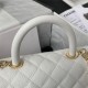 SMALL FLAP BAG WITH TOP HANDLE Grained Calfskin Gold Metal White A