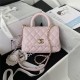 MINI FLAP BAG WITH TOP HANDLE Grained Calfskin Gold Metal Pink A