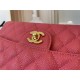 Medium CLASSIC HANDBAG Grained Calfskin Rose Red Gold Metal A