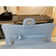 Medium CLASSIC HANDBAG Grained Calfskin Blue Silver Metal A