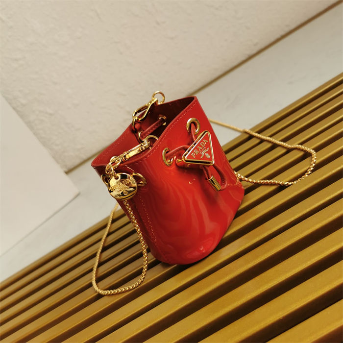 Prada Mini-pouch 1NR016 Patent leather Cherry Red High