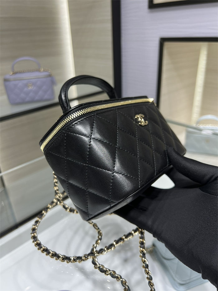 Chanel VANITY WITH CHAIN AP2199 Lambskin Gold-Tone Metal Black High