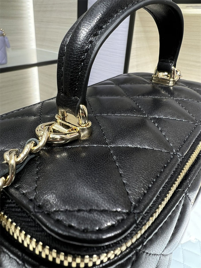 Chanel VANITY WITH CHAIN AP2199 Lambskin Gold-Tone Metal Black High