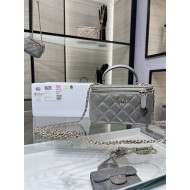 Chanel VANITY WITH CHAIN AP2199 Lambskin Gold-Tone Metal Grey High