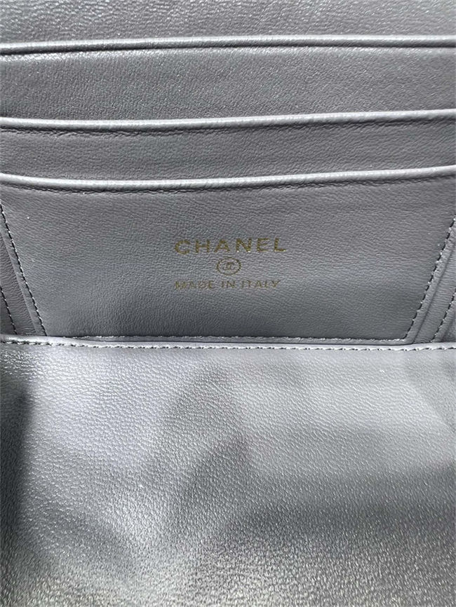 Chanel VANITY WITH CHAIN AP2199 Lambskin Gold-Tone Metal Grey High