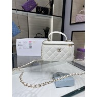 Chanel VANITY WITH CHAIN AP2199 Lambskin Gold-Tone Metal White High