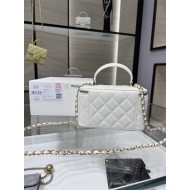 Chanel VANITY WITH CHAIN AP2199 Lambskin Gold-Tone Metal White High