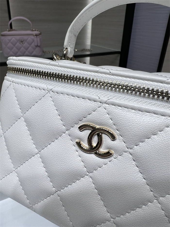 Chanel VANITY WITH CHAIN AP2199 Lambskin Gold-Tone Metal White High