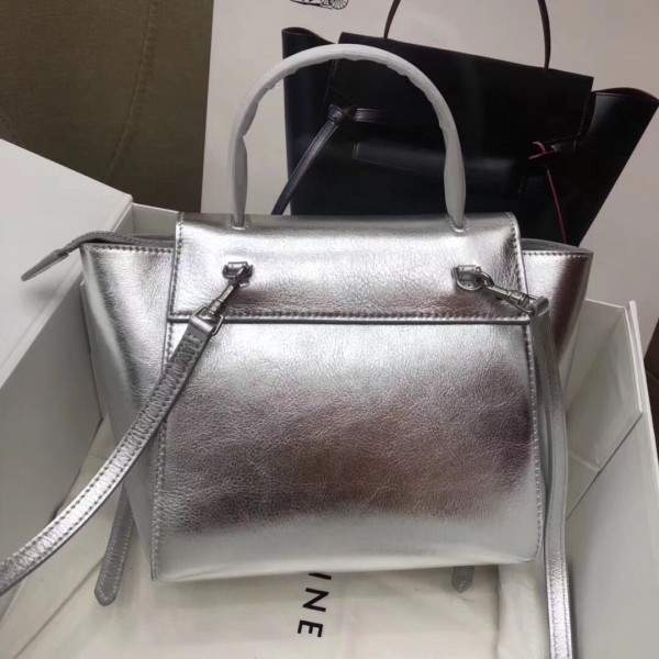 Celine Nano Belt Bag In Silver Lambskin High