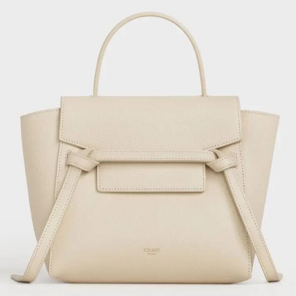 Celine Nano Belt Bag In Cream Grained Calfskin High