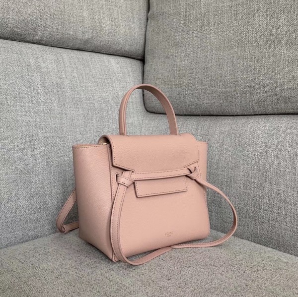 Celine Nano Belt Bag In Vintage Pink Grained Calfskin High