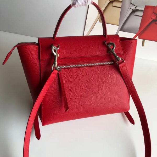 Celine Micro Belt Bag In Red Grained Calfskin High