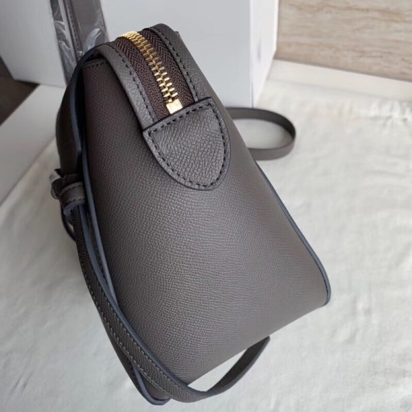 Celine Micro Belt Bag In Grey Grained Calfskin High