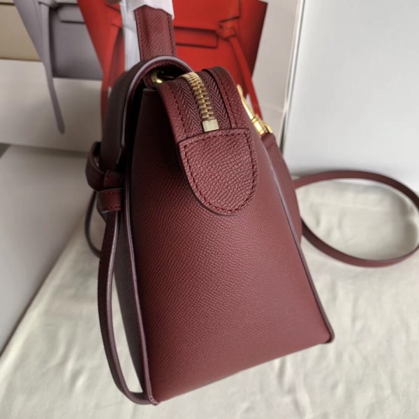 Celine Micro Belt Bag In Light Burgundy Grained Calfskin High