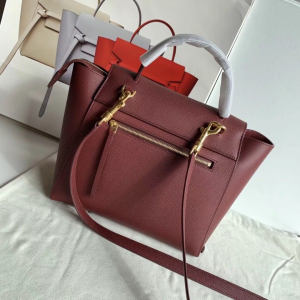 Celine Micro Belt Bag In Light Burgundy Grained Calfskin High