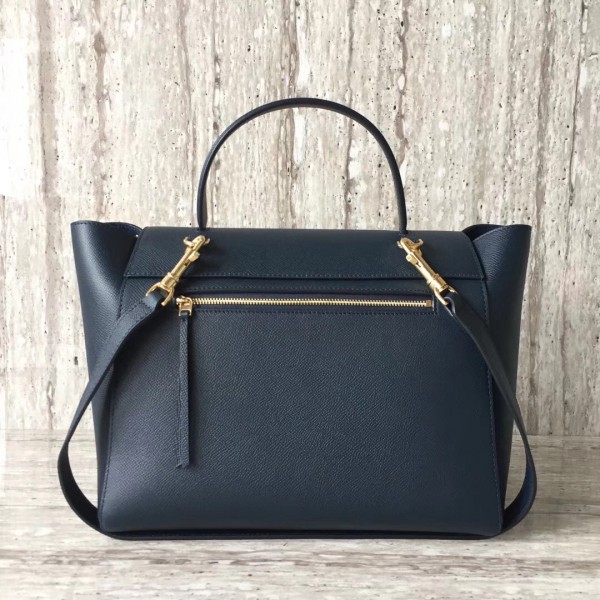 Celine Mini Belt Bag In Navy Blue Grained Calfskin High