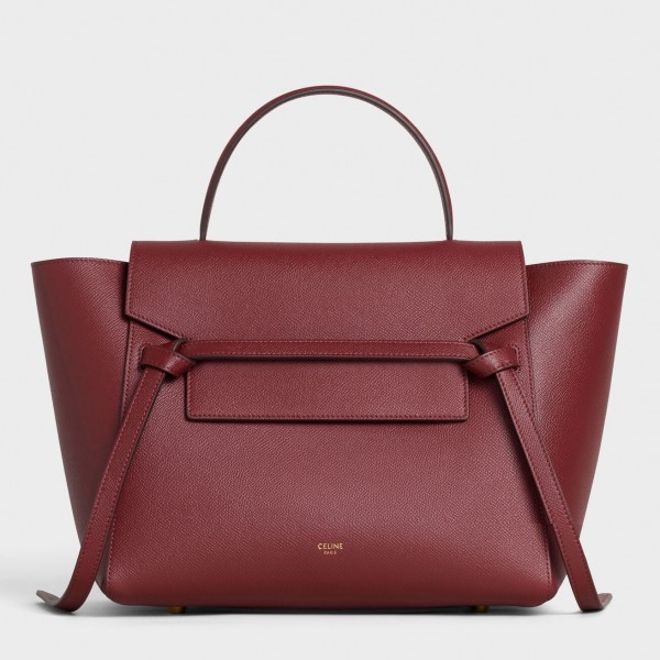 Celine Mini Belt Bag In Bordeaux Grained Calfskin High