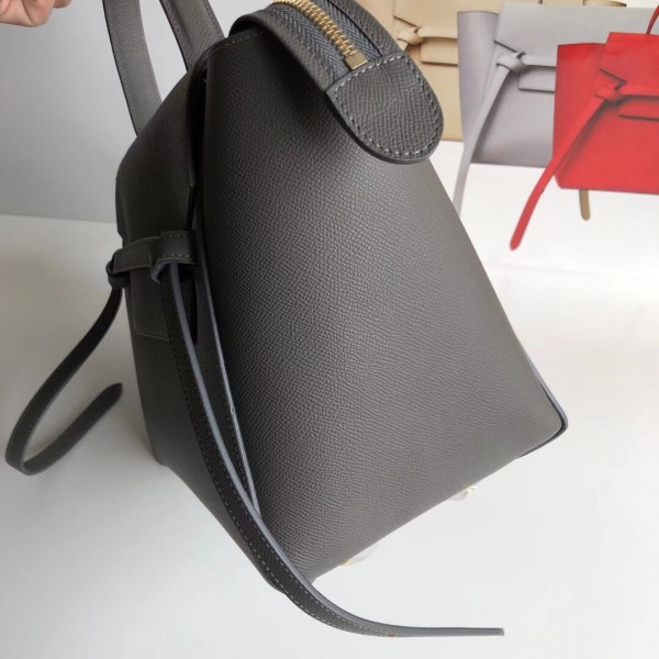 Celine Mini Belt Bag In Grey Grained Calfskin High