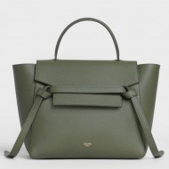 Celine Mini Belt Bag In Khaki Grained Calfskin High