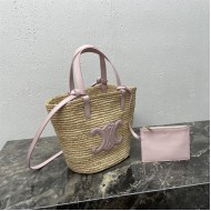 TEEN SUPPLE CELINE CLASSIC PANIER IN RAFFIA AND CALFSKIN High