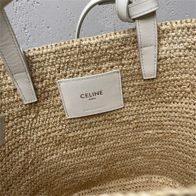 TEEN SUPPLE CELINE CLASSIC PANIER IN RAFFIA AND CALFSKIN High