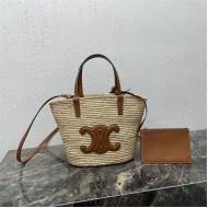 TEEN SUPPLE CELINE CLASSIC PANIER IN RAFFIA AND CALFSKIN High