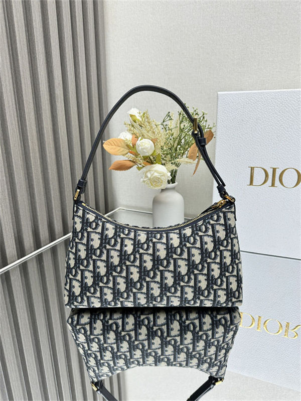 30 Montaigne Mini Hobo Shoulder Bag Dior Oblique Jacquard Blue High