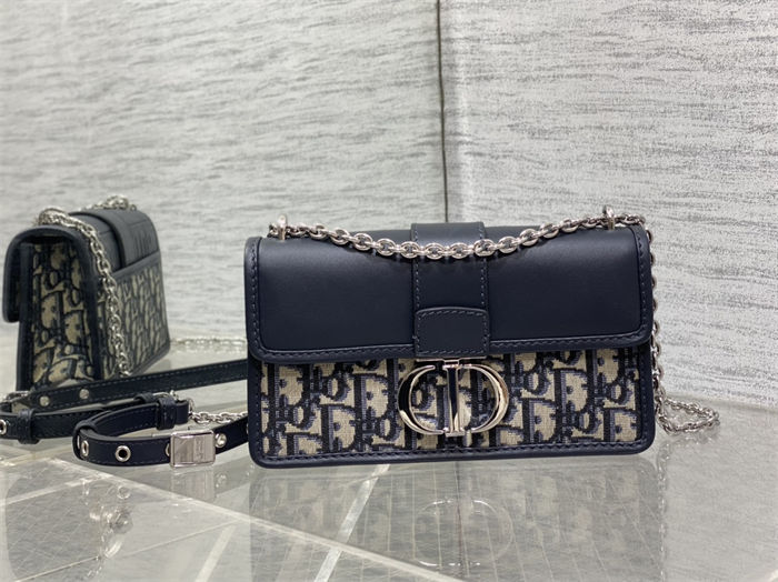 30 MONTAIGNE EAST-WEST BAG WITH CHAIN Dior Oblique Jacquard Blue High