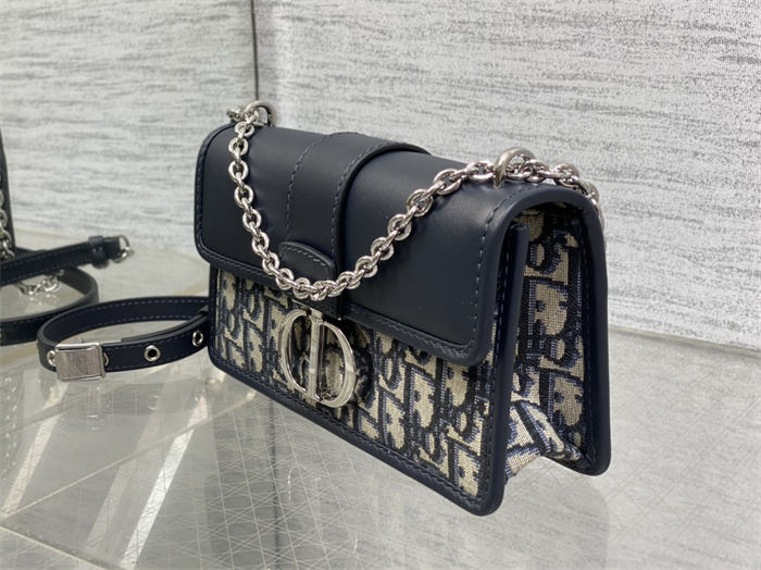 30 MONTAIGNE EAST-WEST BAG WITH CHAIN Dior Oblique Jacquard Blue High