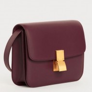 Celine Teen Classic Box Bag In Burgundy Box Calfskin High