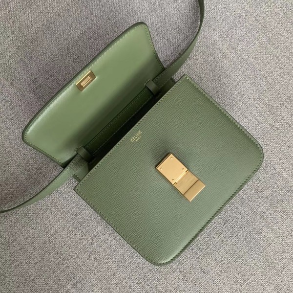 Celine Teen Classic Box Bag In Green Liege Calfskin High