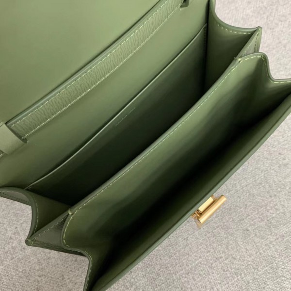 Celine Teen Classic Box Bag In Green Liege Calfskin High