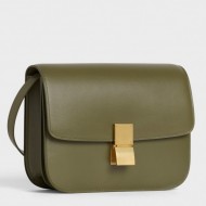 Celine Medium Classic Box Bag In Army Green Box Calfskin High