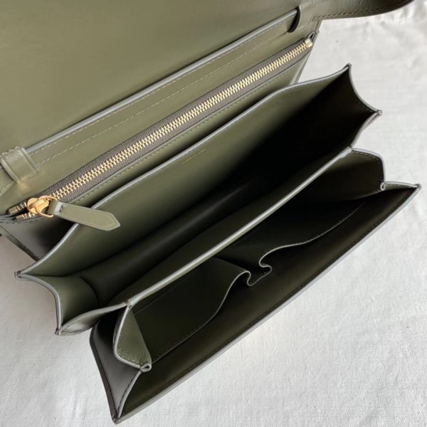 Celine Medium Classic Box Bag In Army Green Box Calfskin High