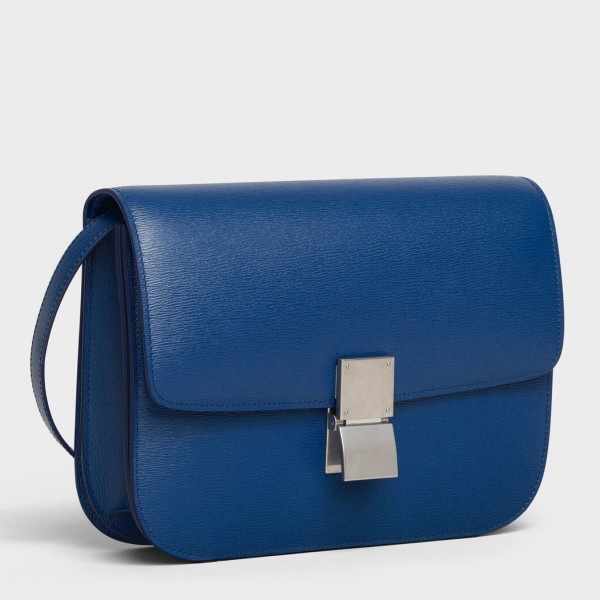 Celine Medium Classic Box Bag In Dark Indigo Liege Calfskin High