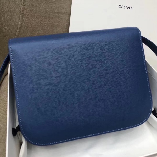 Celine Medium Classic Box Bag In Dark Indigo Liege Calfskin High