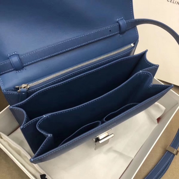 Celine Medium Classic Box Bag In Dark Indigo Liege Calfskin High